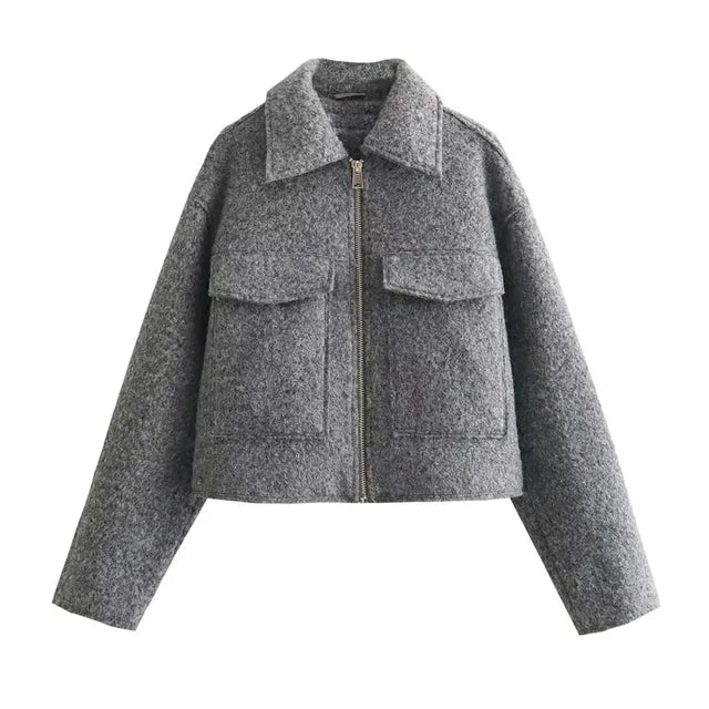 Carla - Modische kurze Herbstjacke mit Luxus-Reißverschluss für Frauen