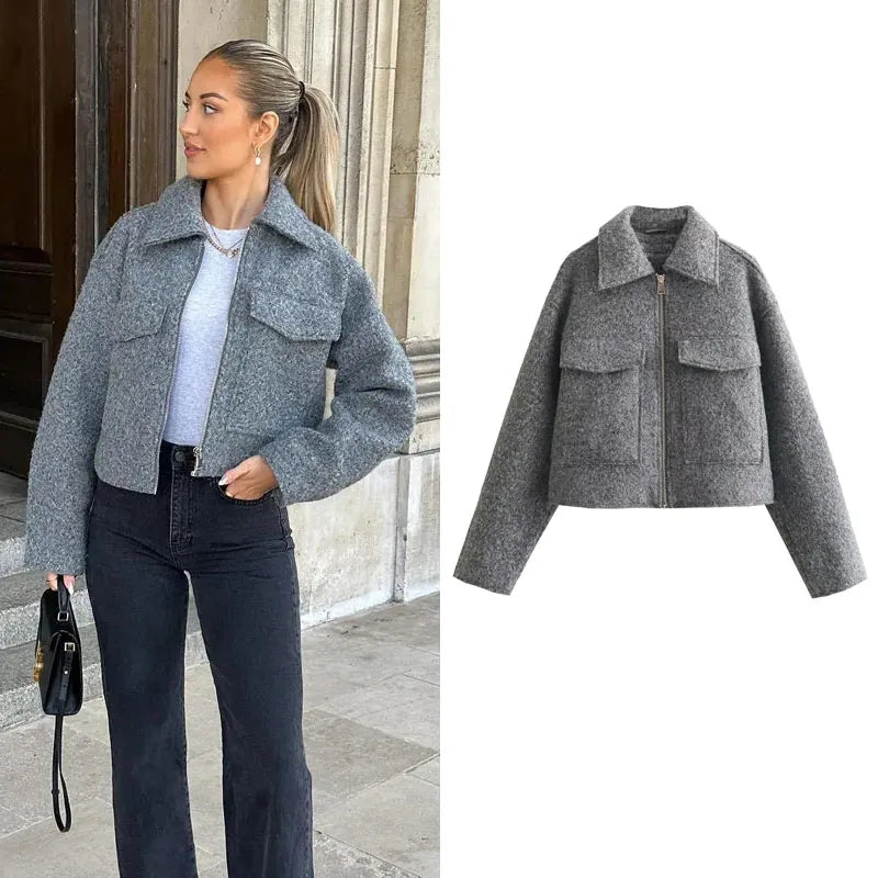 Carla - Modische kurze Herbstjacke mit Luxus-Reißverschluss für Frauen