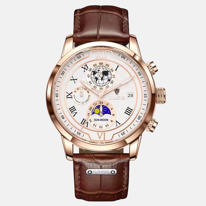 Chronographuhr mit Premium-Lederarmband
