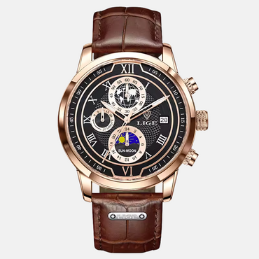 Chronographuhr mit Premium-Lederarmband