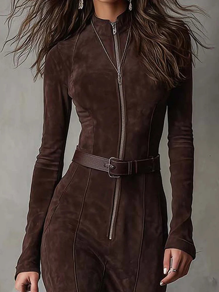 Alessia | Langes Kleid aus Wildleder