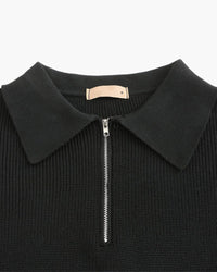 Aaron | Cozy halbem Reißverschluss Herren Gerippt Strickpullover mit Polokragen