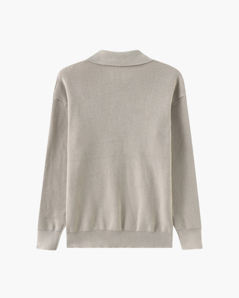Aaron | Cozy halbem Reißverschluss Herren Gerippt Strickpullover mit Polokragen