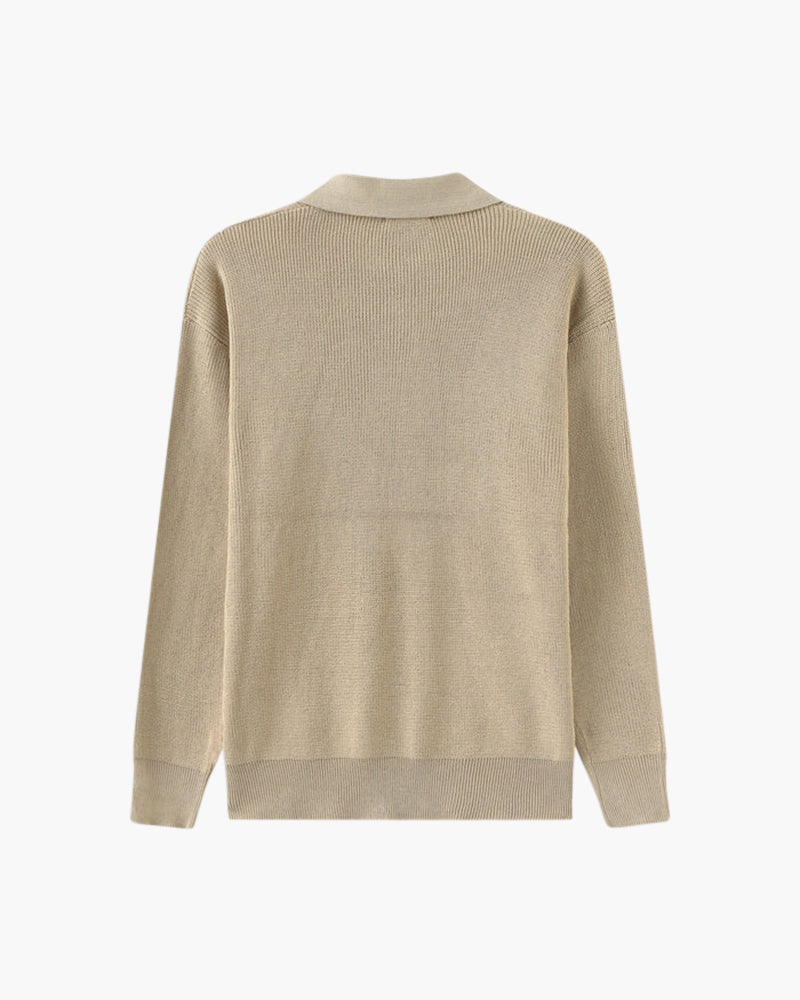 Aaron | Cozy halbem Reißverschluss Herren Gerippt Strickpullover mit Polokragen
