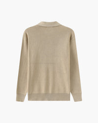 Aaron | Cozy halbem Reißverschluss Herren Gerippt Strickpullover mit Polokragen
