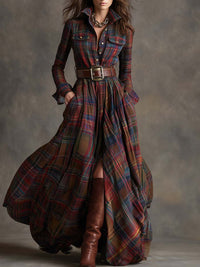 Giulietta – Maxikleid mit Karomuster und Gürtel