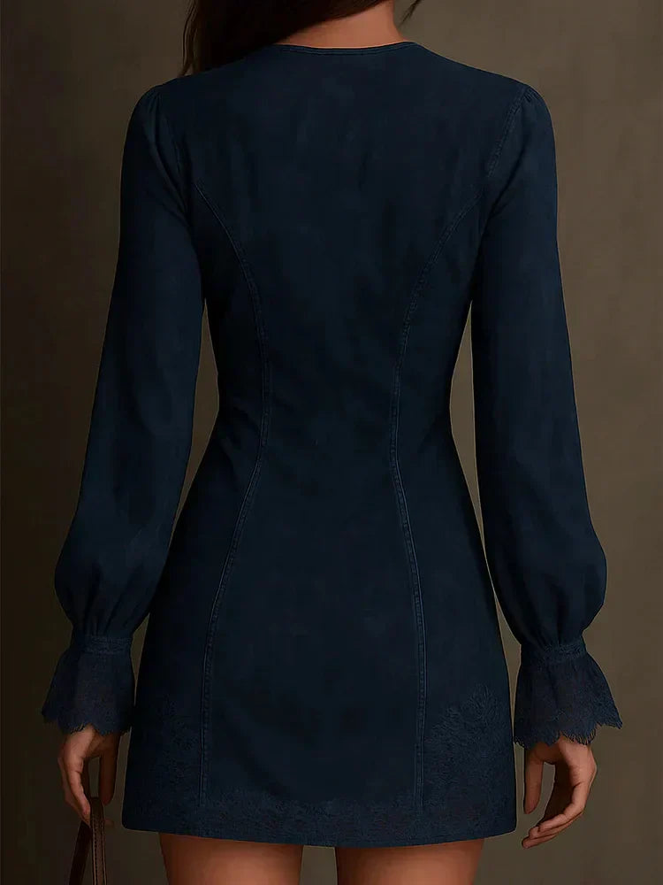 Giulia | Mini-Kleid aus Wildleder mit Spitze