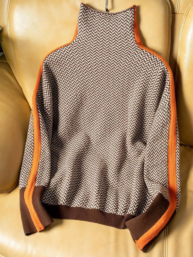 Helena | Rollkragenpullover mit kontrastierenden Streifen