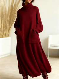 Glenda™ - Damen Oversize Strickkleid Rollkragen