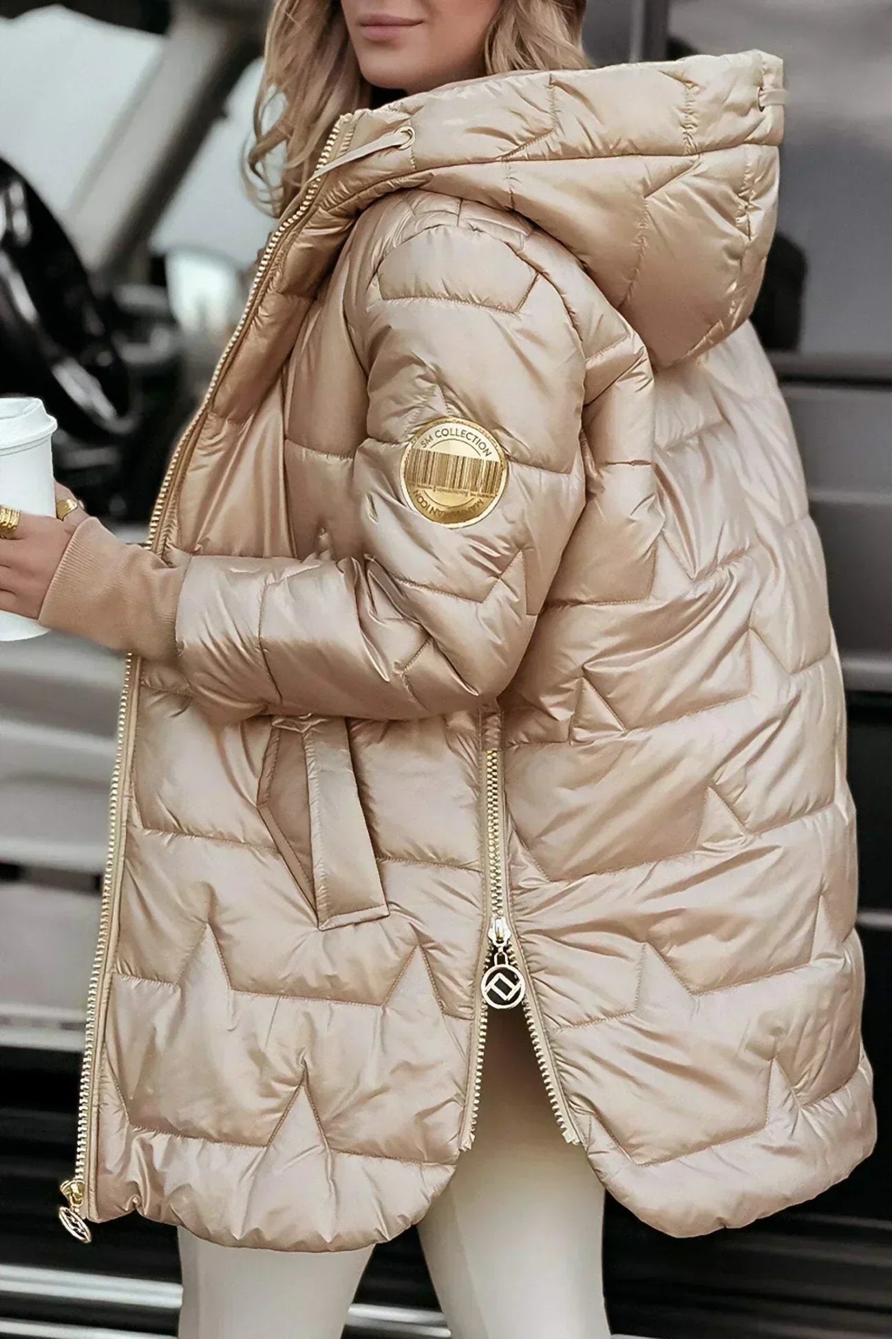Zéphirine | Lange, warme Steppjacke mit großzügiger Kapuze