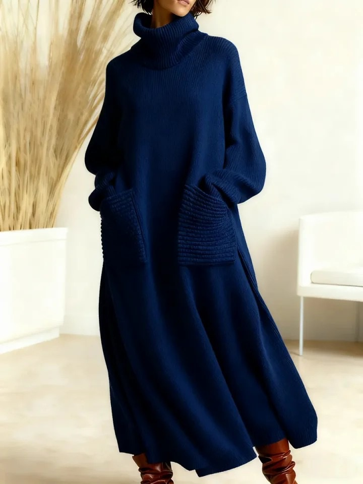 Glenda™ - Damen Oversize Strickkleid Rollkragen