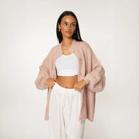 Bella | Übergroße Strick-Cardigan mit Goldknöpfen