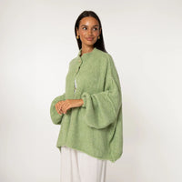Bella | Übergroße Strick-Cardigan mit Goldknöpfen