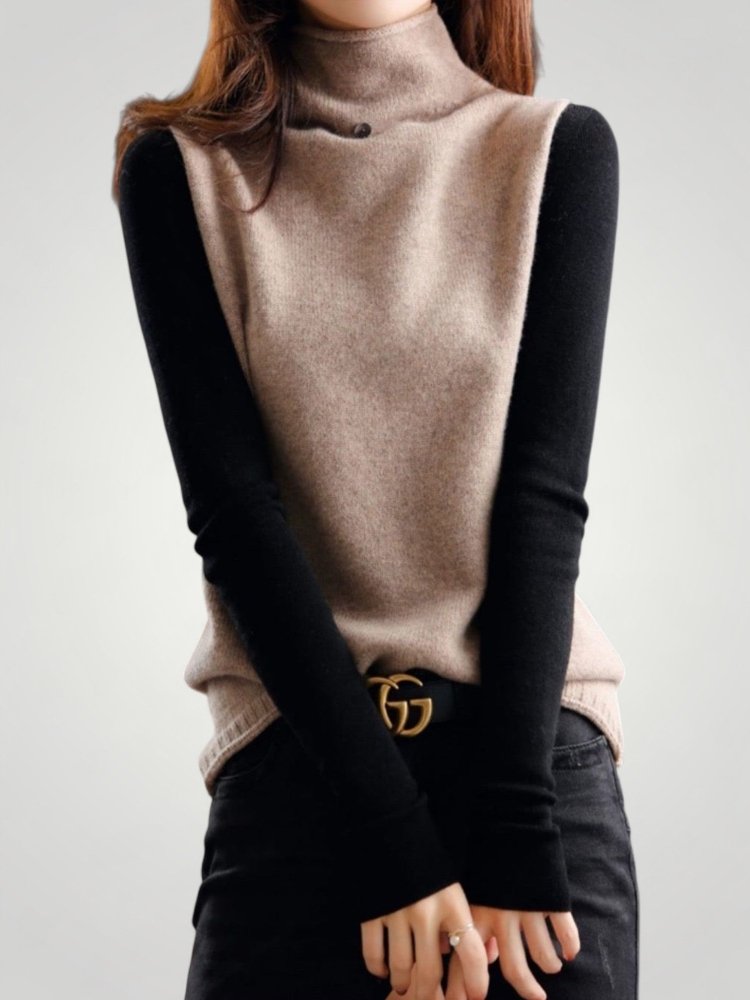 Kreszentia | Retro Rollkragenpullover Mit Farbblockdesign für Elegante Momente