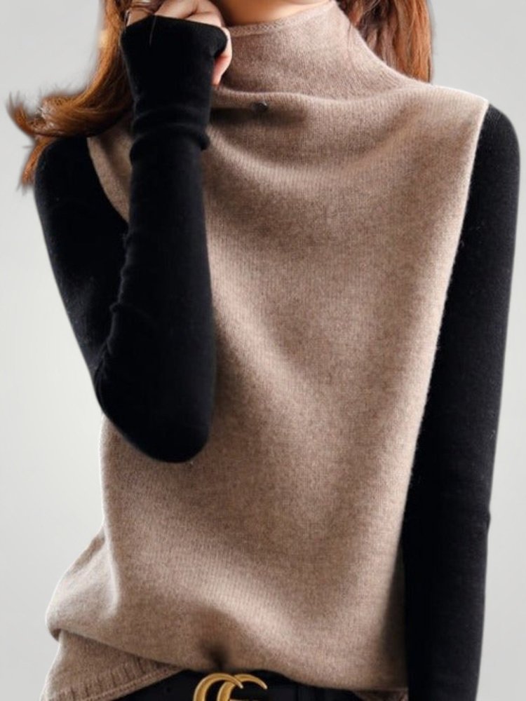 Kreszentia | Retro Rollkragenpullover Mit Farbblockdesign für Elegante Momente